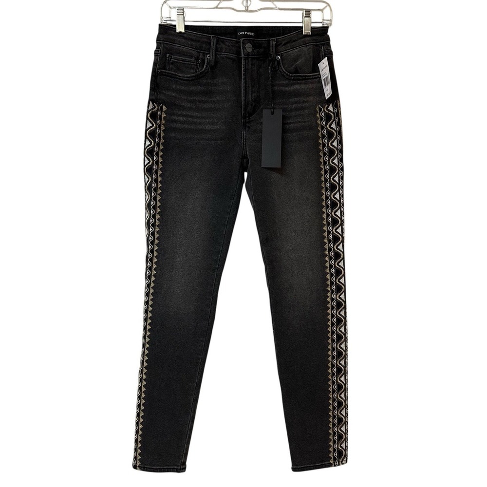 Driftwood Jeans Jackie Side Embroidered Aztec Boho Stretch Size 26 x 28 NEW